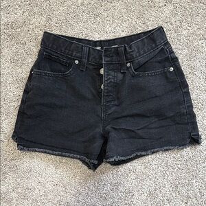 Girls black high-waisted jean shorts